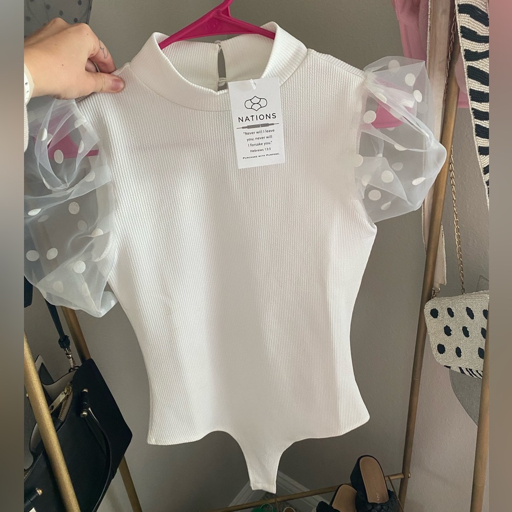 White Polka Dot Body Suit